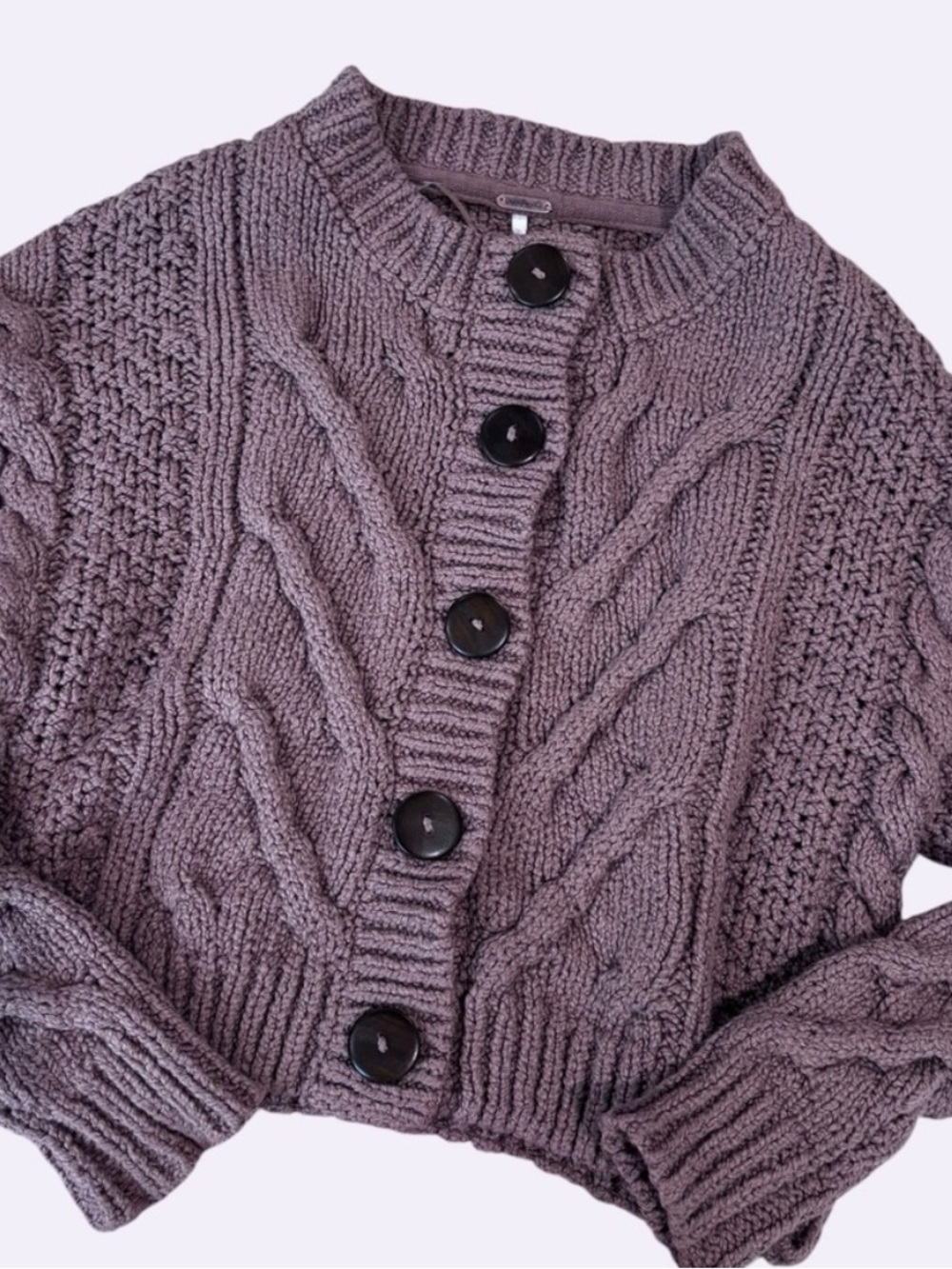 Free People Bonfire chunky cropped big button cardigan xs